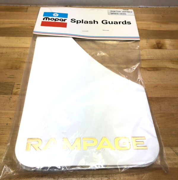 RAMPAGE Splash Guards Pair 1982-1984 Dodge Rampage Mud Flaps White Gold 4293012 - Image 3