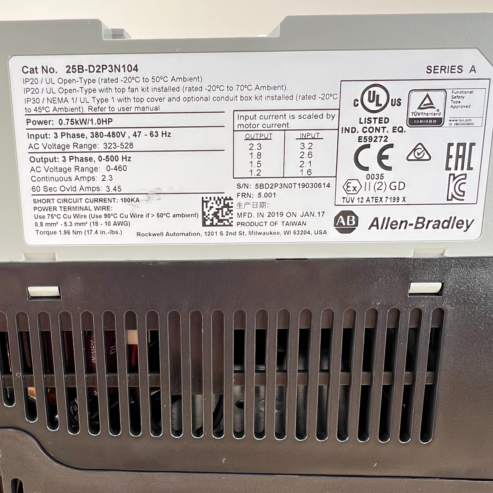 Allen-Bradley PowerFlex 525 VFD AC Drive 1.0HP 0.75kW 3 Phase 460V 25B-D2P3N104 - Image 11