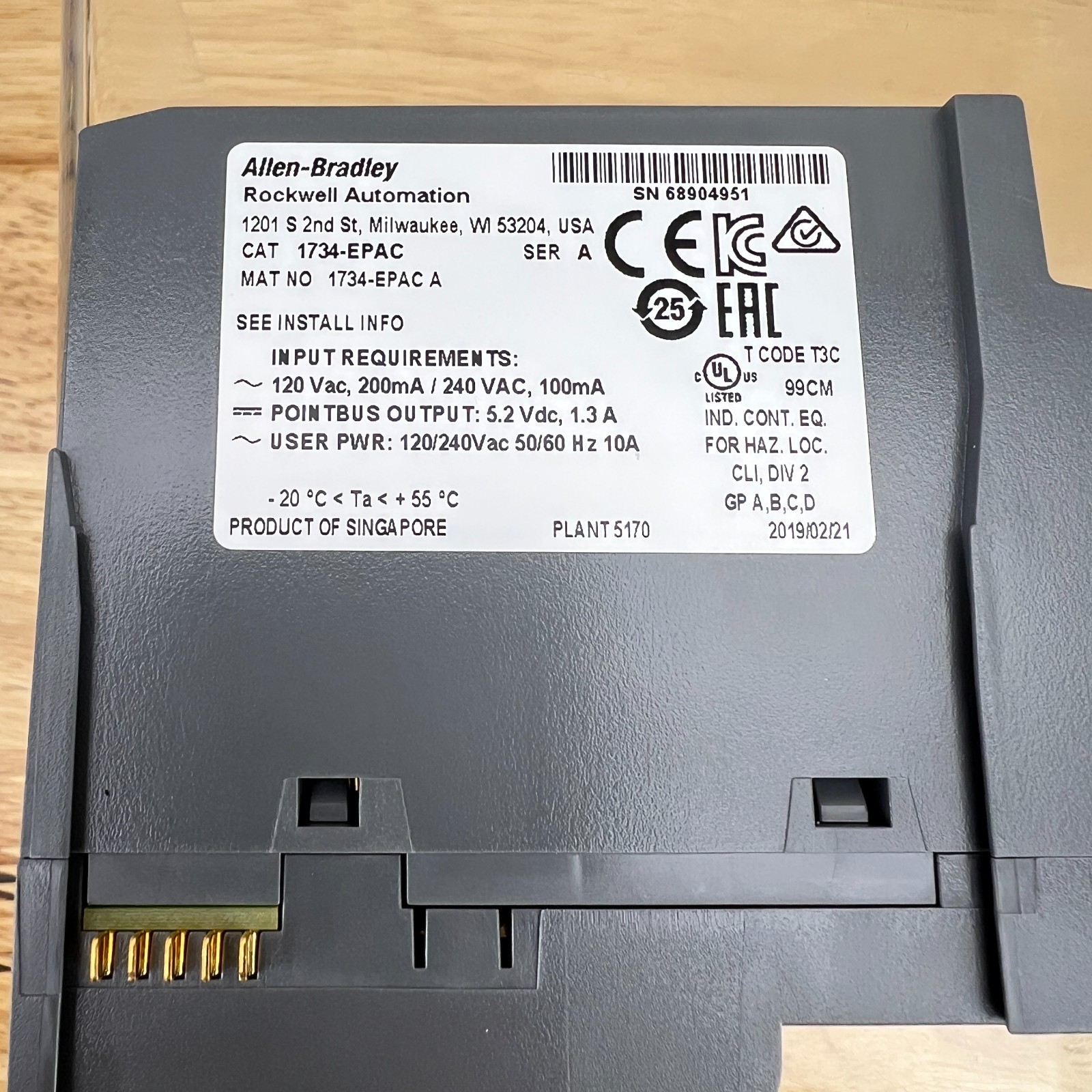 Allen-Bradley Point I/O Extension Power Module 120V/240V Input 1734-EPAC - Image 10