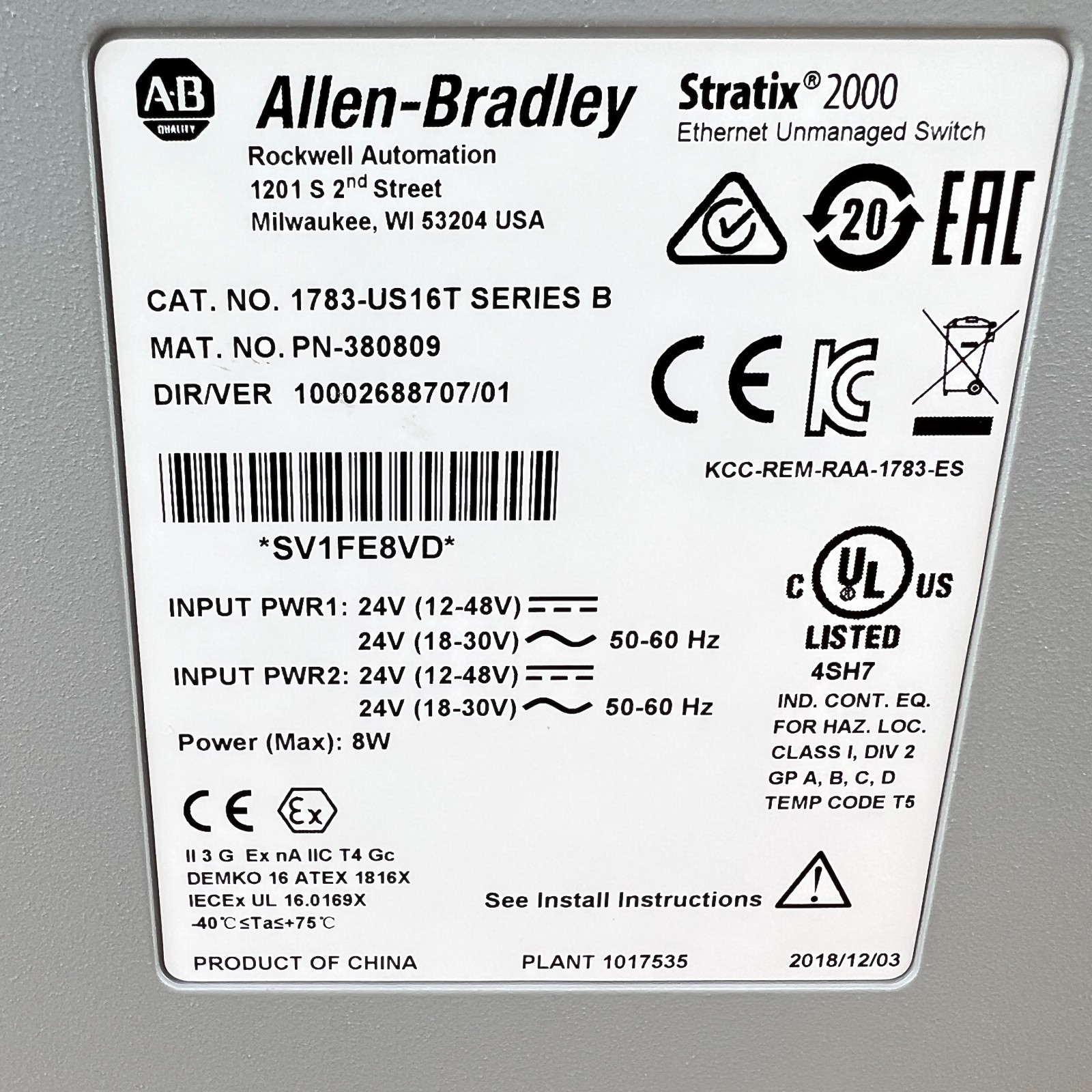 Allen-Bradley Statix 2000 Ethernet Unmanaged Network Switch 16 Port 1783-US16T - Image 7